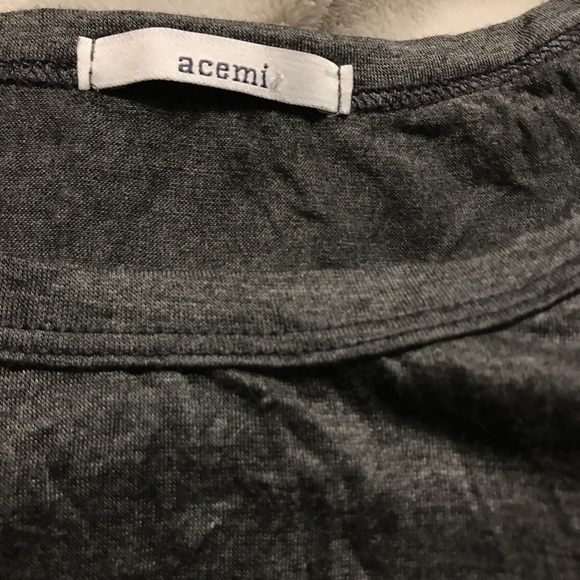 Grey Tie Front Short Sleeve Top - Picture 2 of 3